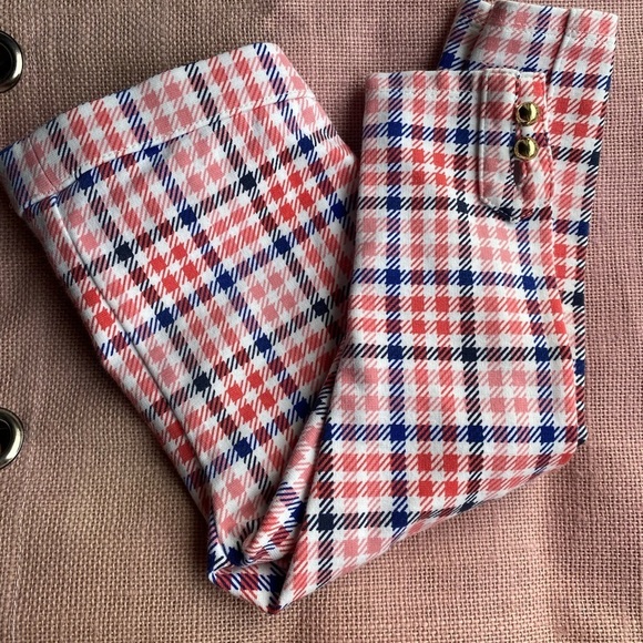 JANIE and Jack little red blue and white girl pants with 2 gold tone buttons - Picture 4 of 4
